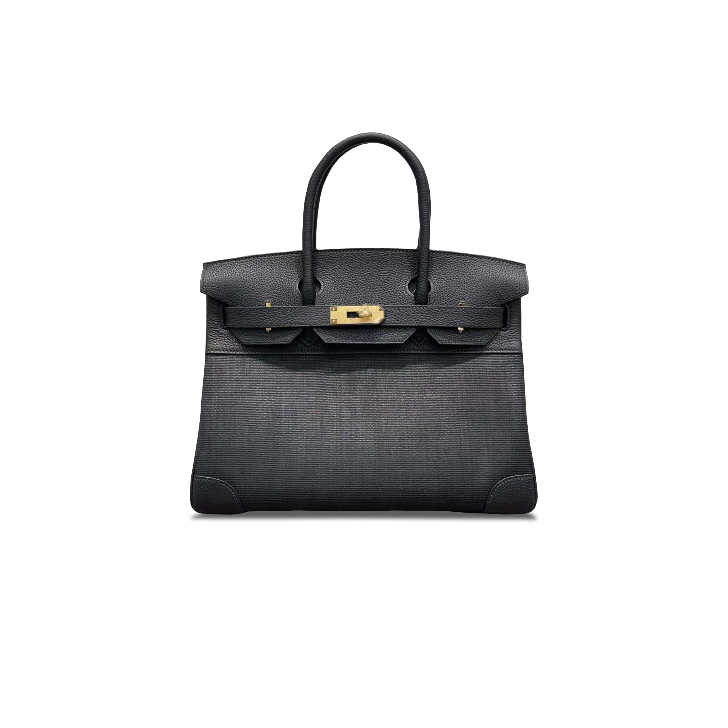 H**mes master birkin 30 togo and horsehair black bag gold buckle h082936ck04 (30*22*15cm)